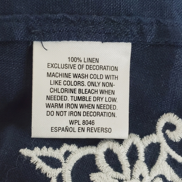 Charter Club 100% Linen Top Size 2X Embroidered Flowy Loose Kimono Sleeve Blouse - Picture 9 of 12